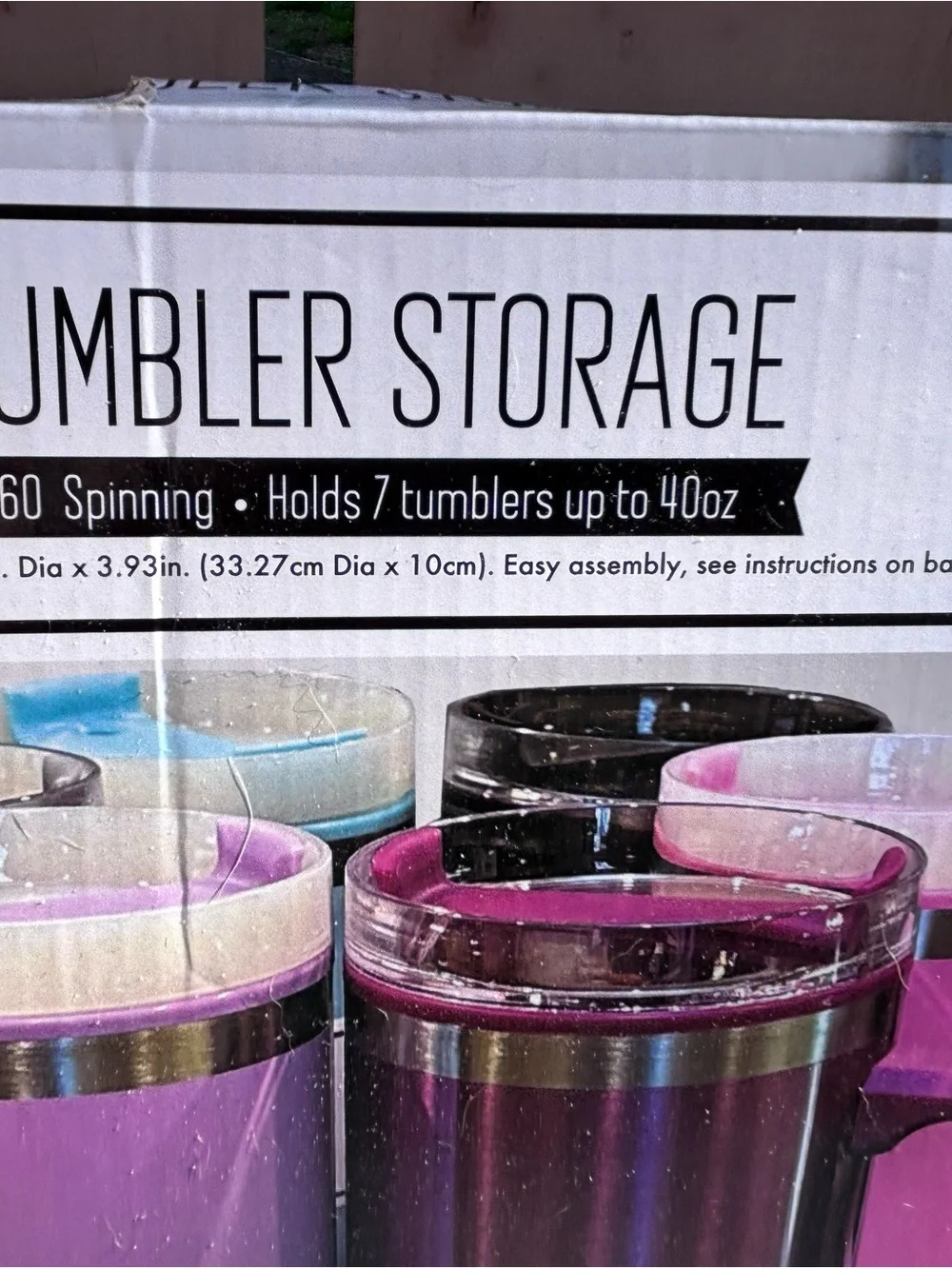 Rotating 360° Tumbler Organizer Carousel - Pink & Gray